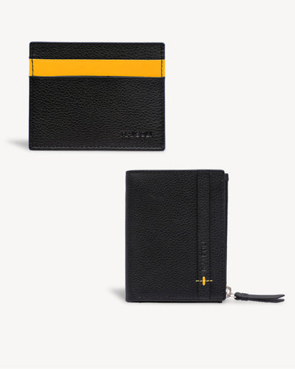 Neo Zip Wallet + Card Holder Gift Set - Black / Yellow