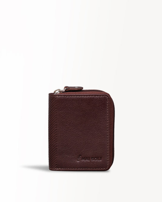 Elegance Zip Around Card Holder - Brown