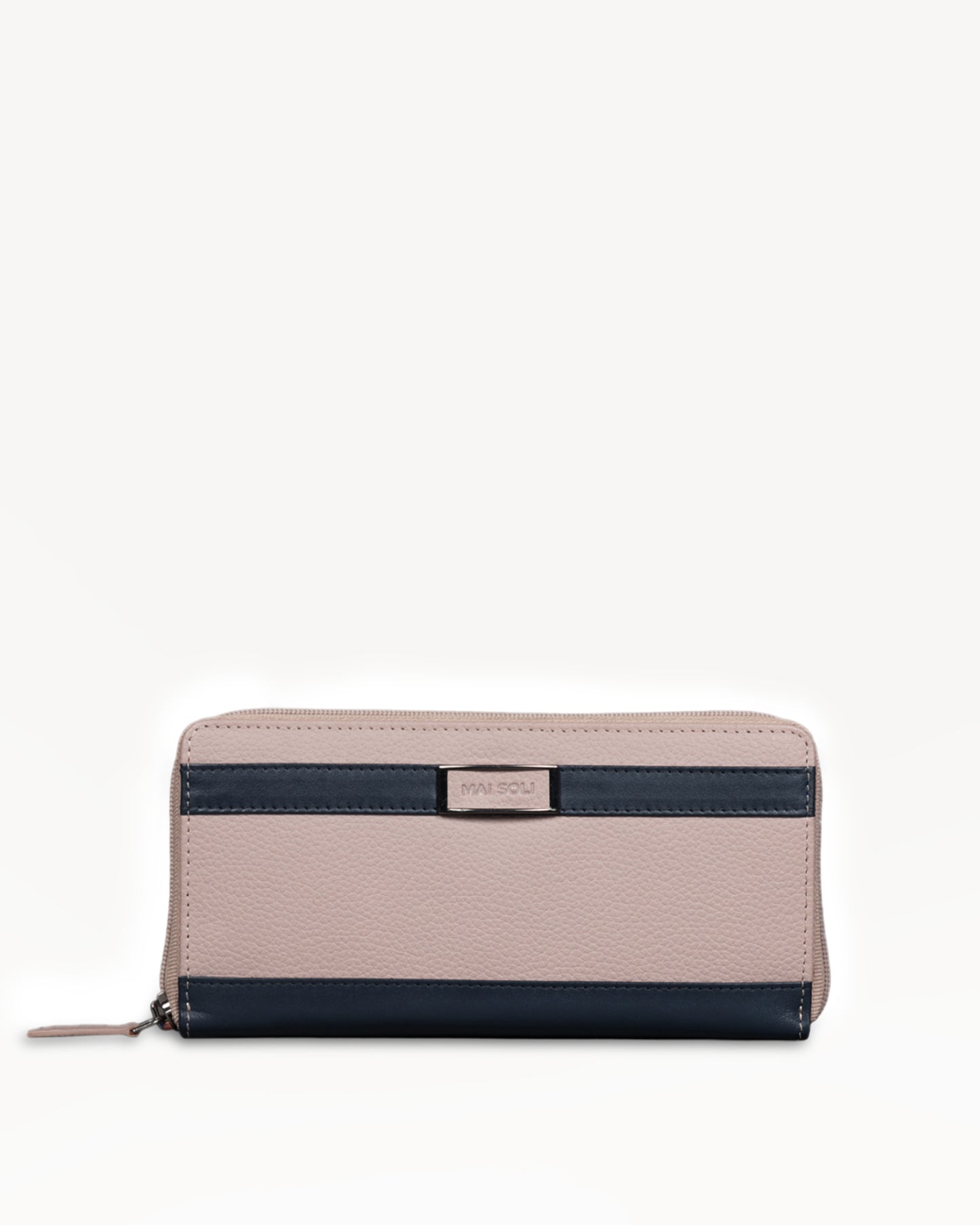 Christine Large Zip Around Wallet - Blush Pink & Navy Blue