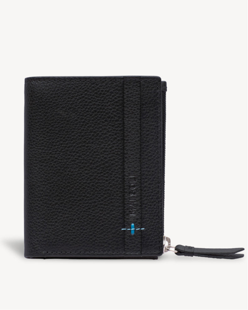 Neo Zip Wallet + Key Ring Gift Set - Black / Blue