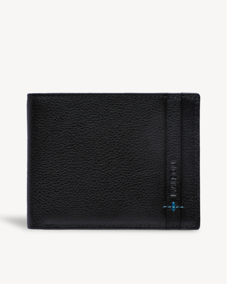 Neo Leather Two Fold wallet with Coin Pocket - Black / Blue