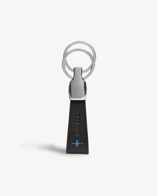 Neo Leather Key Ring -Black / Blue