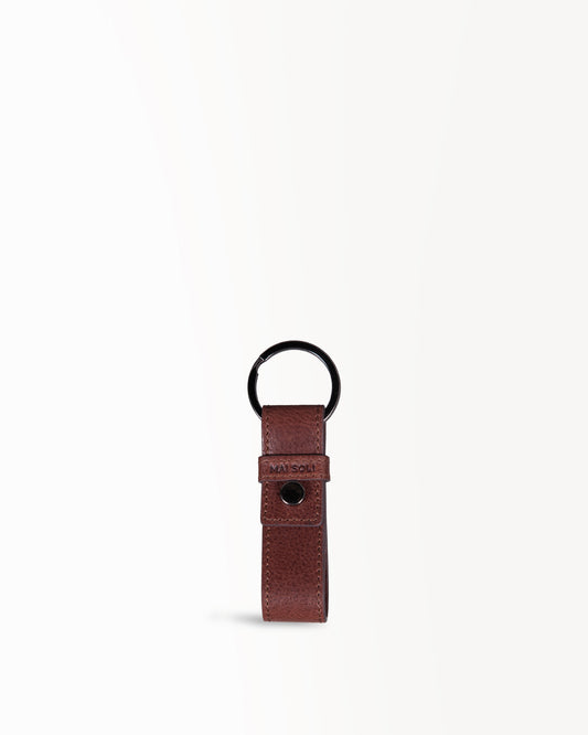 Cleo Leather Metal Key Ring - Brown