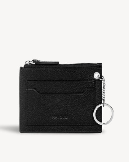 Gusty RFID Protected Leather Wallet with Key Ring - Black