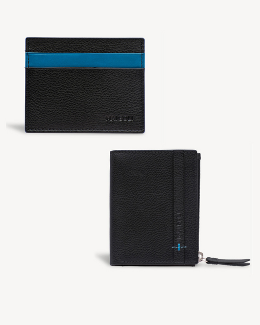 Neo Zip Wallet + Card Holder Gift Set - Black / Blue