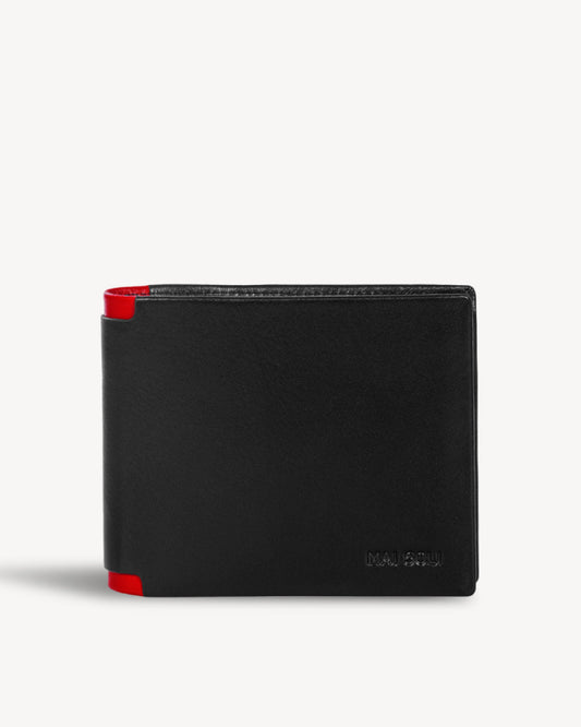 Maestro RFID Protected Bifold Wallet with Coin Pocket - Black Red