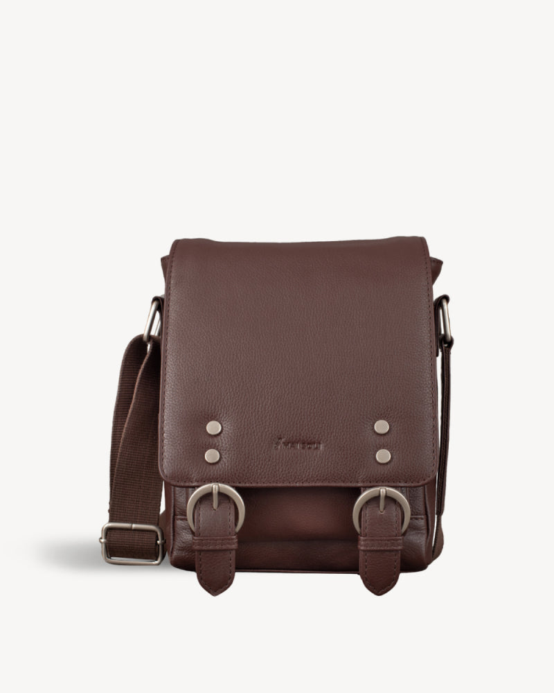 Double Buckle Crossbody Bag - Brown