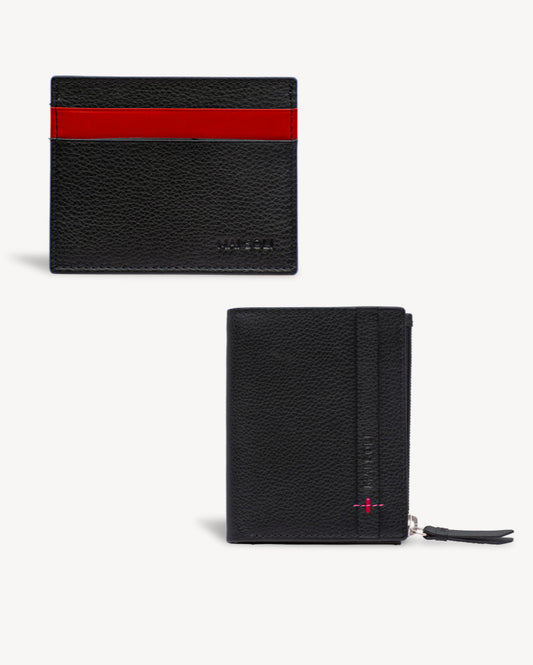 Neo Zip Wallet + Card Holder Gift Set - Black / Red