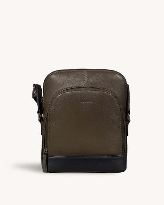 Commuter Slim Cross Body Bag - Olive Green / Black