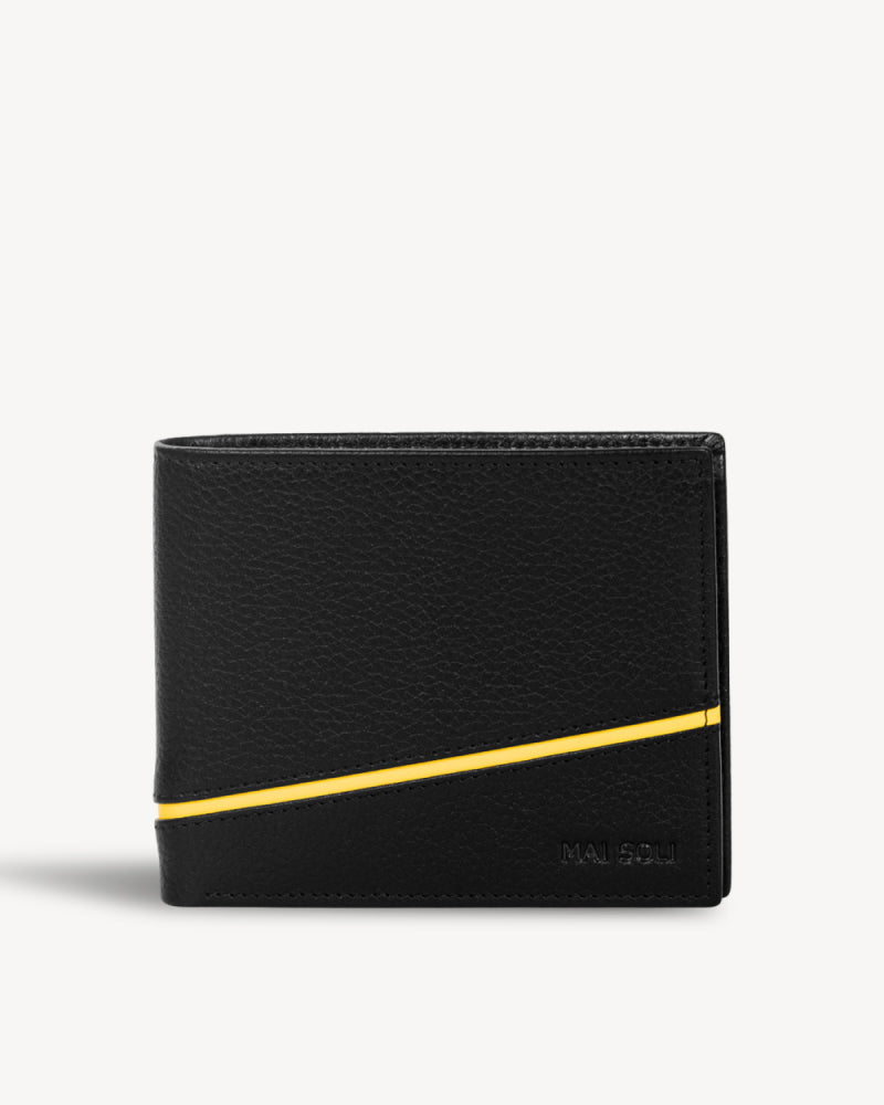 Astro RFID Protected Bifold Wallet with Coin Pocket - Black Yellow