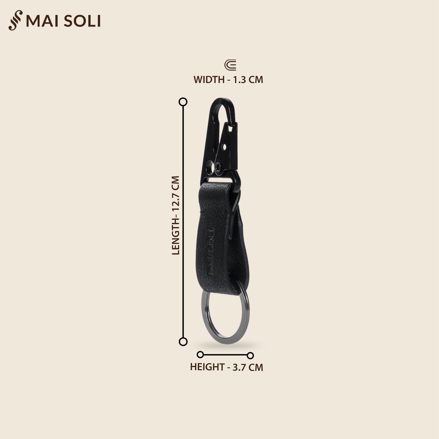 Wanderloop Leather Metal Key Ring - Black