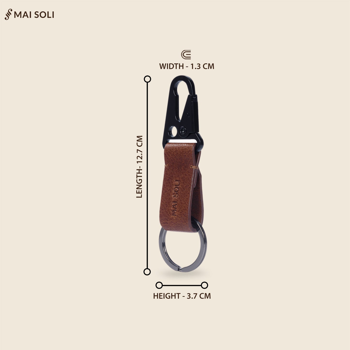 Wanderloop Leather Metal Key Ring - Brown