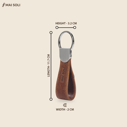 Glide Leather Metal Key Ring - Brown