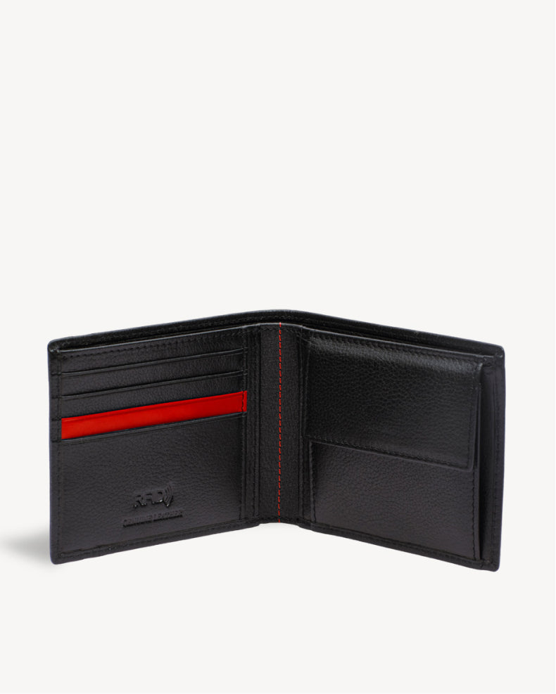Neo Leather Two Fold wallet with Coin Pocket - Black / Red