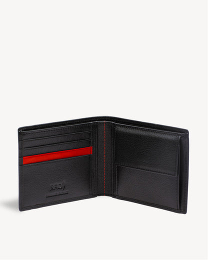 Neo Leather Two Fold wallet with Coin Pocket - Black / Red