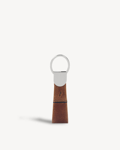 Glide Leather Metal Key Ring - Brown