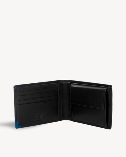 Elite RFID Protected Bifold Wallet with Coin Pocket - Black Blue