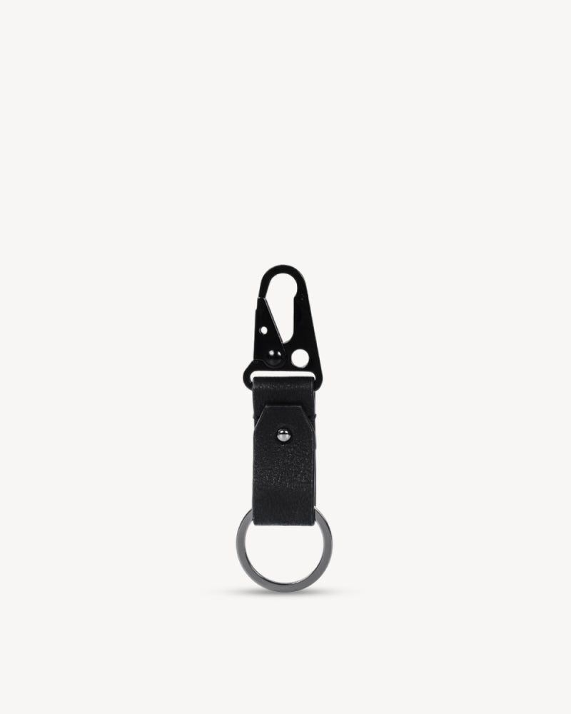 Wanderloop Leather Metal Key Ring - Black