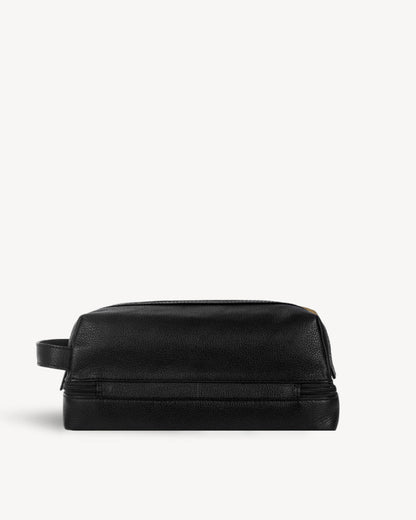 Waxed Canvas & Leather Toiletry Bag - Khaki / Black