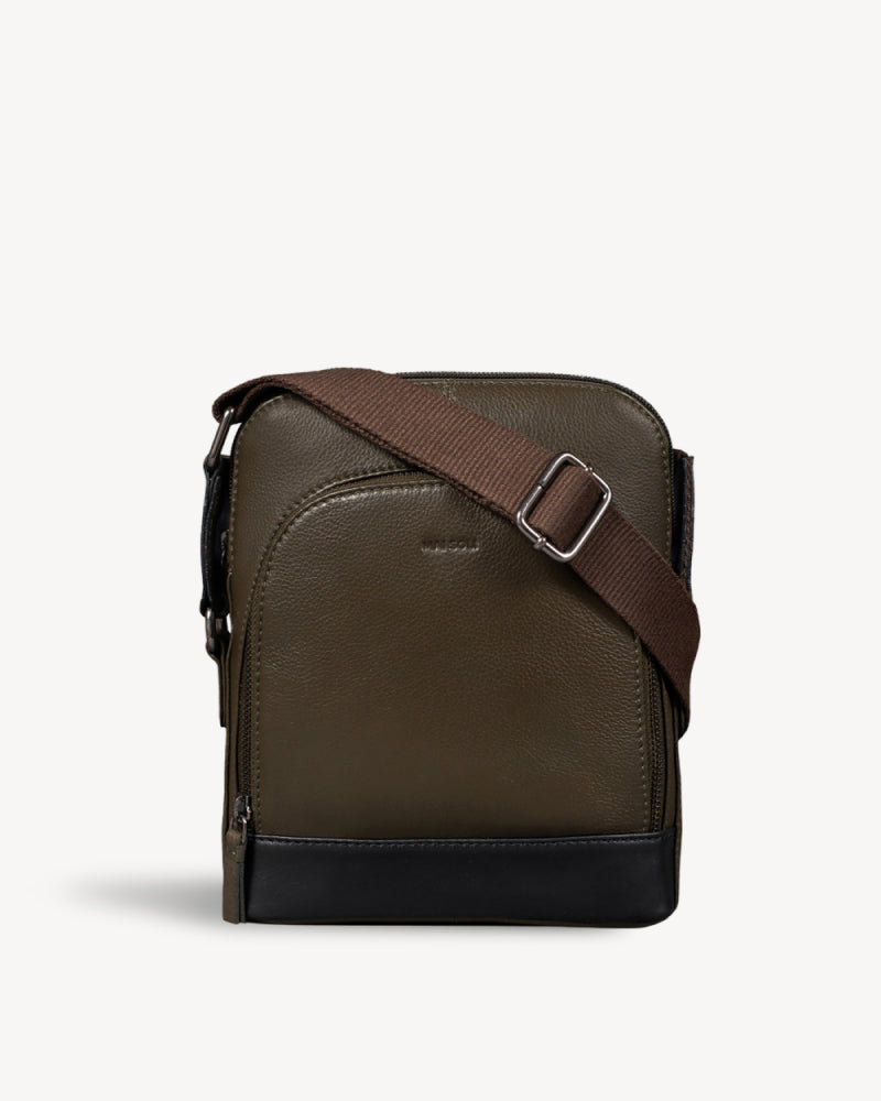 Commuter Slim Cross Body Bag - Olive Green / Black