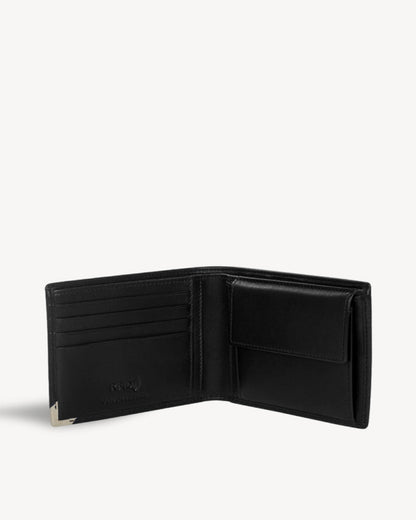 Elite RFID Protected Bifold Wallet with Coin Pocket - Black Beige