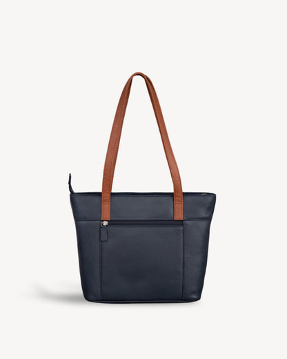 Luna Tote Bag - Navy / Tan