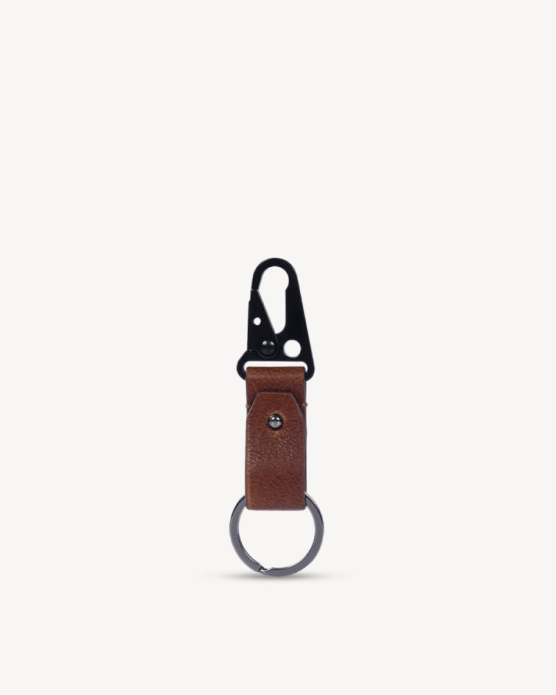 Wanderloop Leather Metal Key Ring - Brown