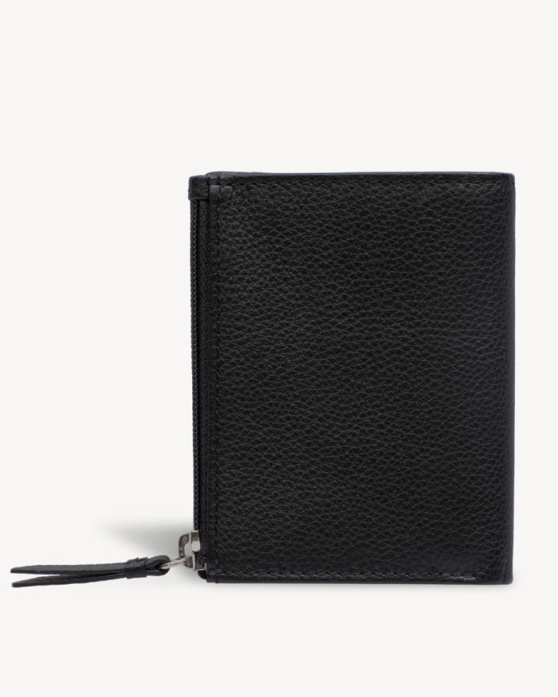 Neo Leather Two Fold Wallet with zip pocket - Black / Blue