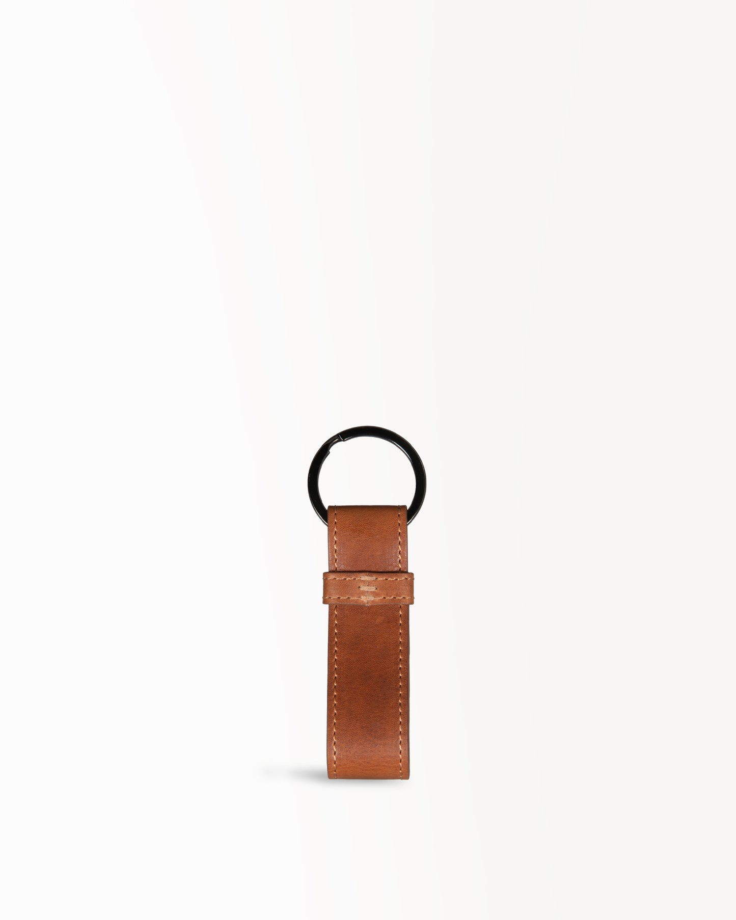 Cleo Leather Metal Key Ring - Tan