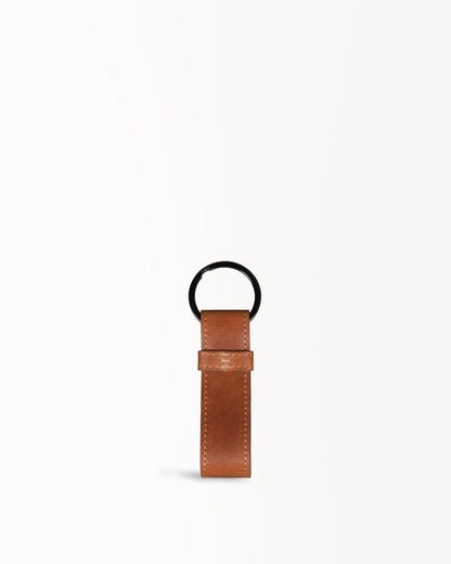 Cleo Leather Metal Key Ring - Tan