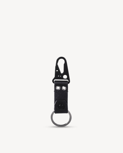 Rover Leather Metal Key Ring - Black