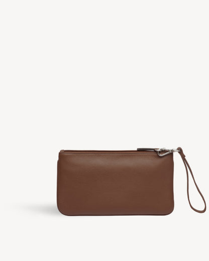 Virginia Large Slim Wristlet Pouch - Cognac Brown