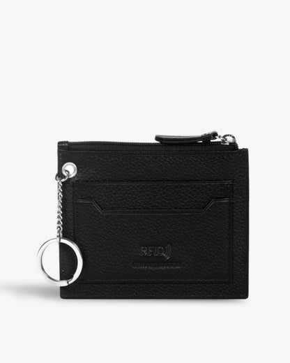 Gusty RFID Protected Leather Wallet with Key Ring - Black