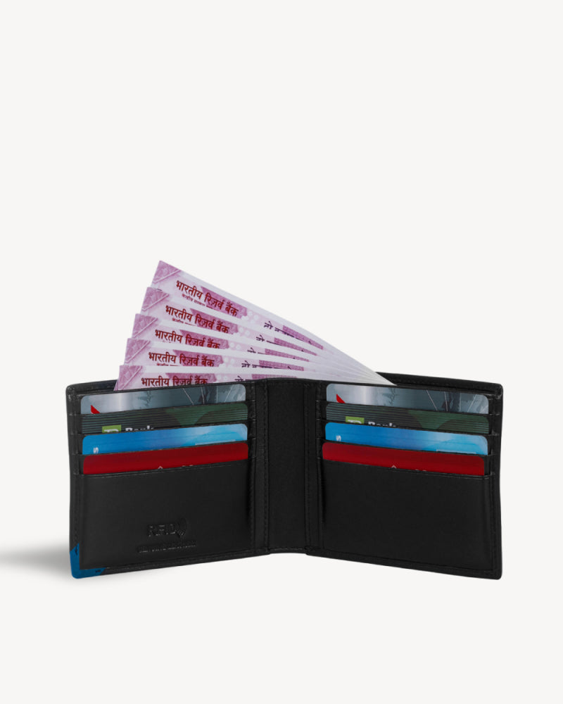 Elite RFID Protected Bifold Wallet - Black Blue