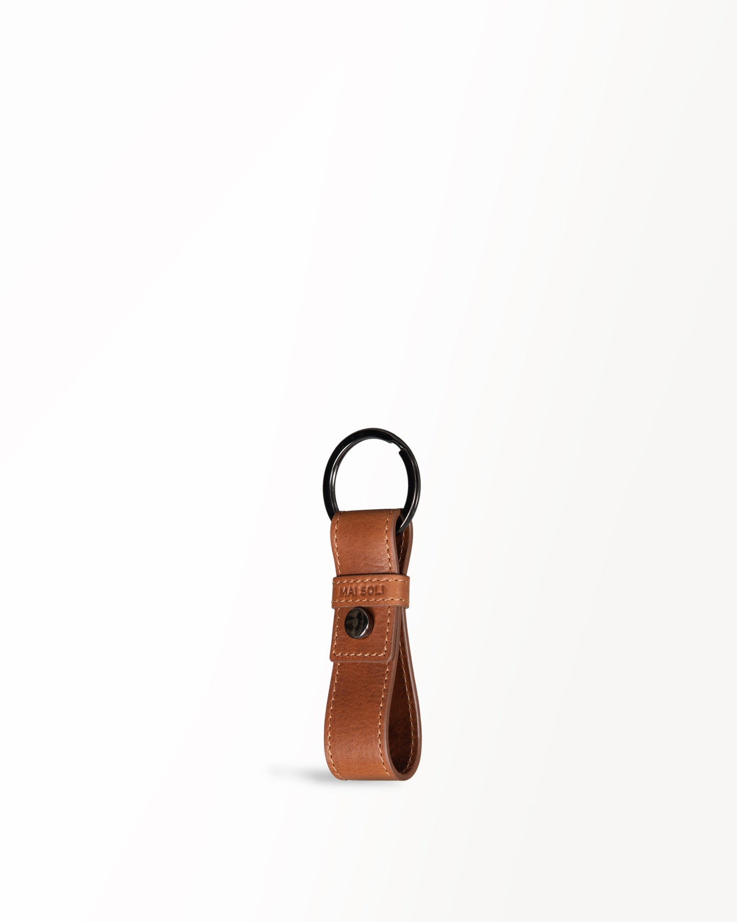 Cleo Leather Metal Key Ring - Tan