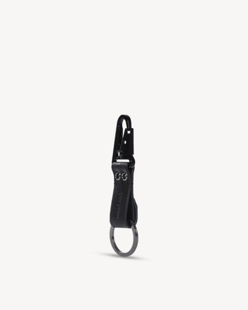 Rover Leather Metal Key Ring - Black