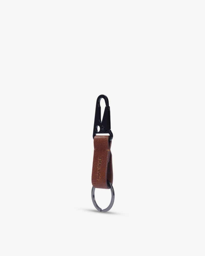 Wanderloop Leather Metal Key Ring - Brown