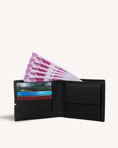 Astro RFID Protected Bifold Wallet with Coin Pocket - Black Yellow