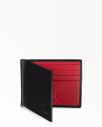 Dollaro RFID Protected Money Clip Wallet And Card Holder - Black / Red