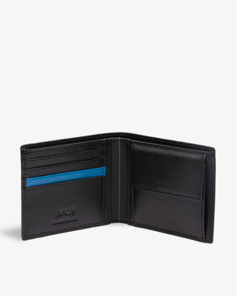 Neo Leather Two Fold wallet with Coin Pocket - Black / Blue