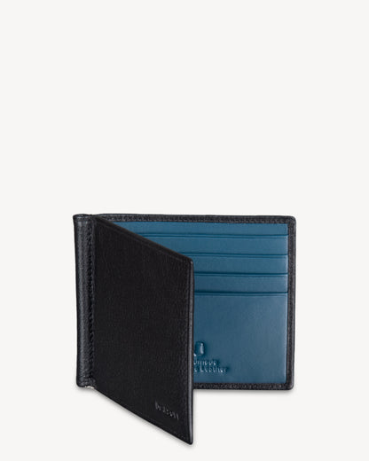 Dollaro RFID Protected Money Clip Wallet And Card Holder - Black / Petrol Blue