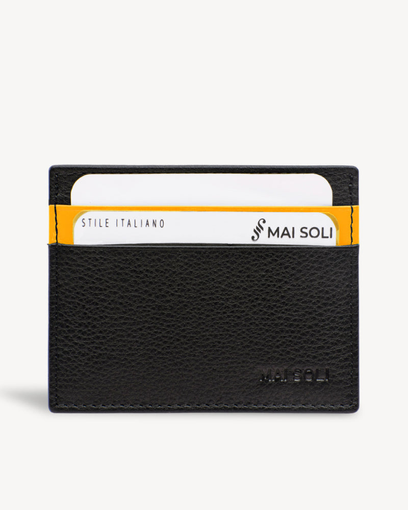 Neo Leather Card Holder -Black / Yellow