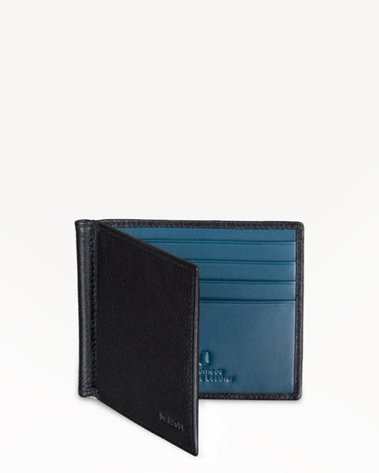 Dollaro RFID Protected Money Clip Wallet And Card Holder - Black / Petrol Blue