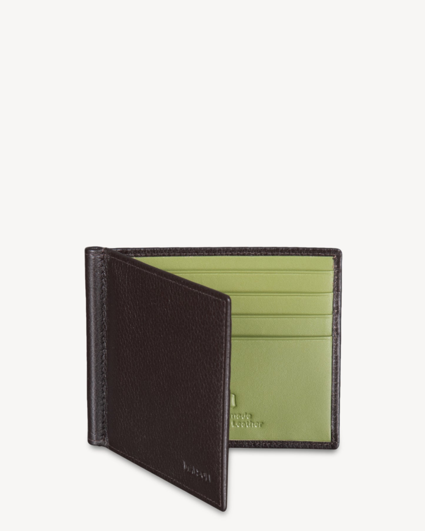 Dollaro RFID Protected Money Clip Wallet And Card Holder - Brown / Green