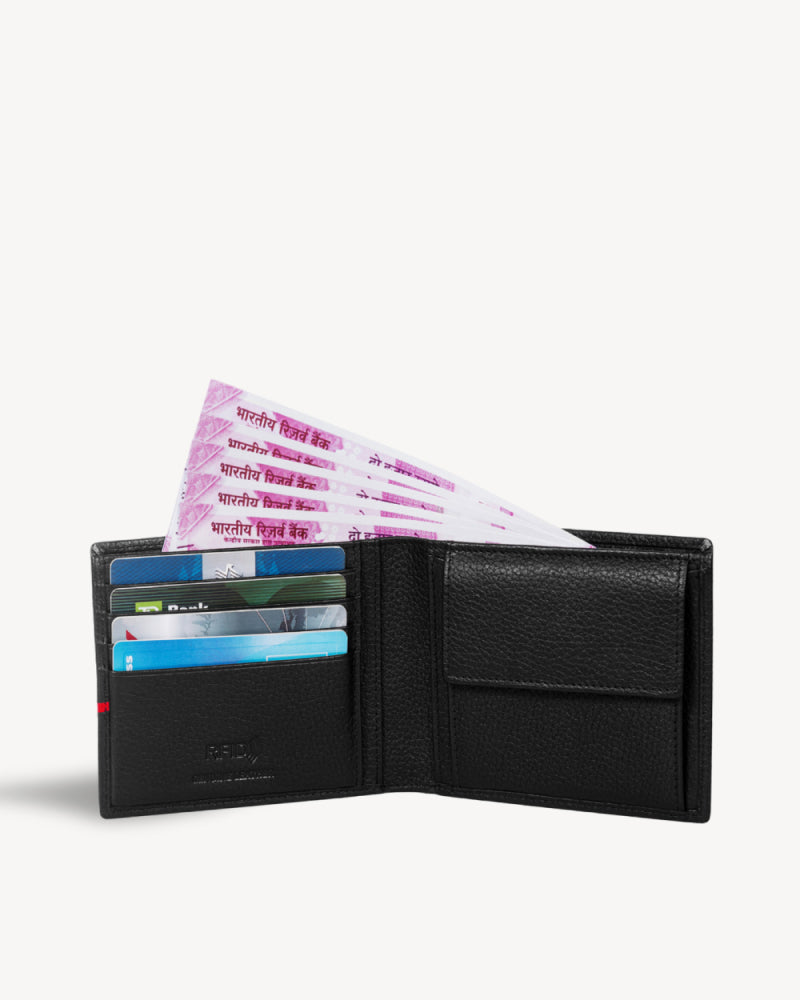 Astro RFID Protected Bifold Wallet with Coin Pocket - Black Red