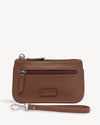 Virginia Small Slim Wristlet Pouch - Cognac Brown