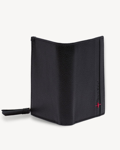 Neo Leather Two Fold Wallet with zip pocket - Black / Red