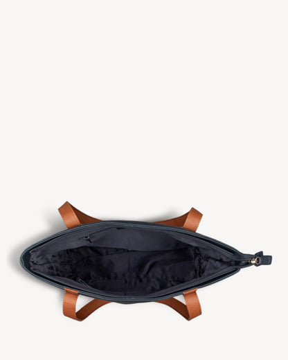 Luna Tote Bag - Navy / Tan
