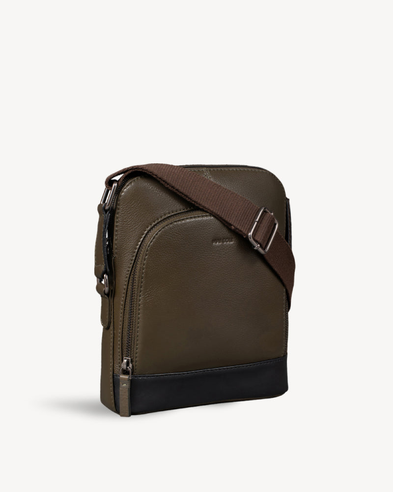 Commuter Slim Cross Body Bag - Olive Green / Black