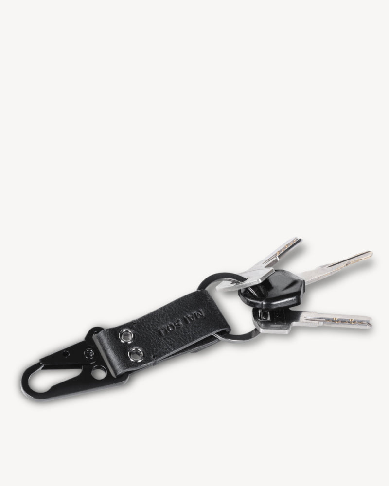 Rover Leather Metal Key Ring - Black